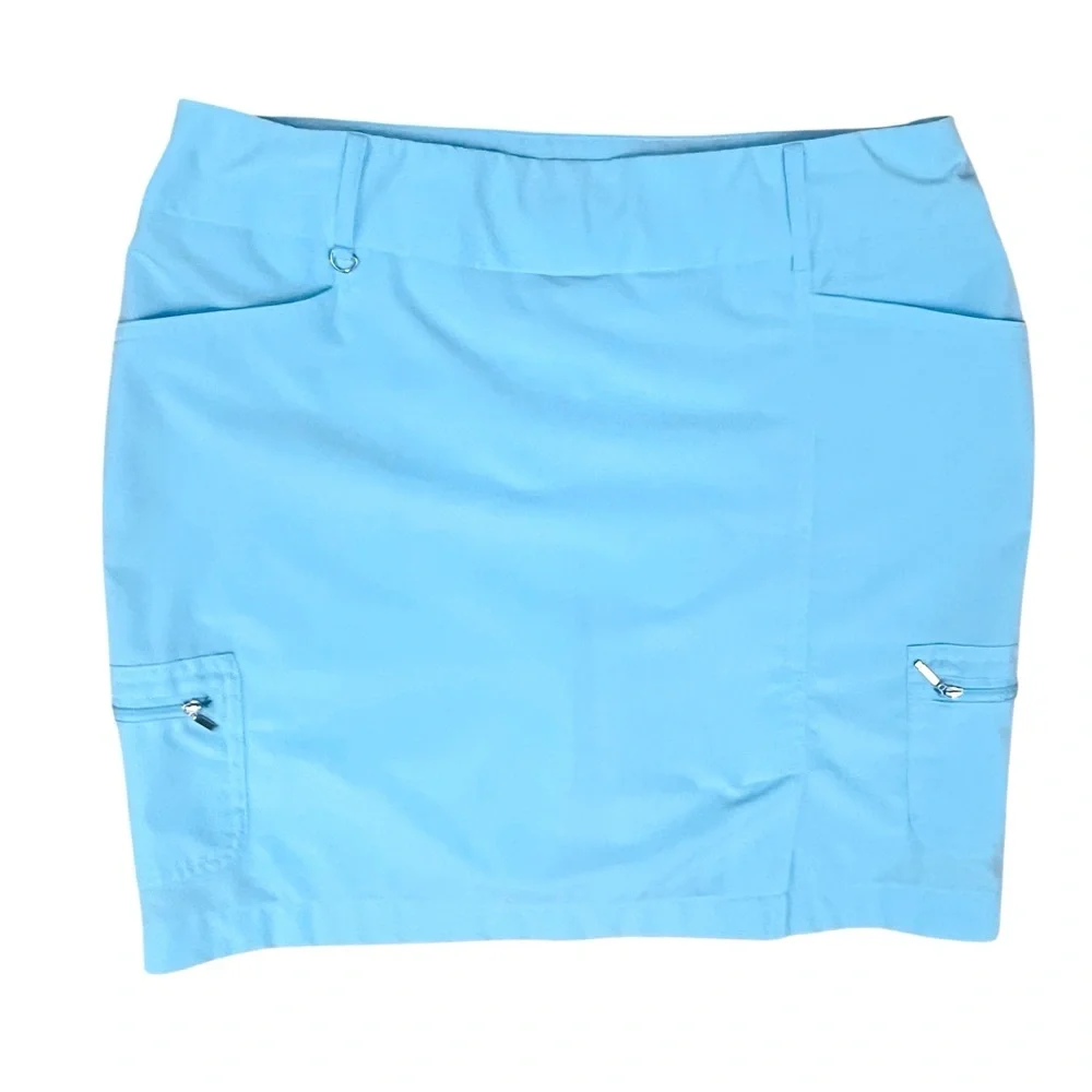 Chicos Zenergy Skirt Skort Sz 0 (4/6 S) Activewear Pull On Blue Sky Zip/Pockets